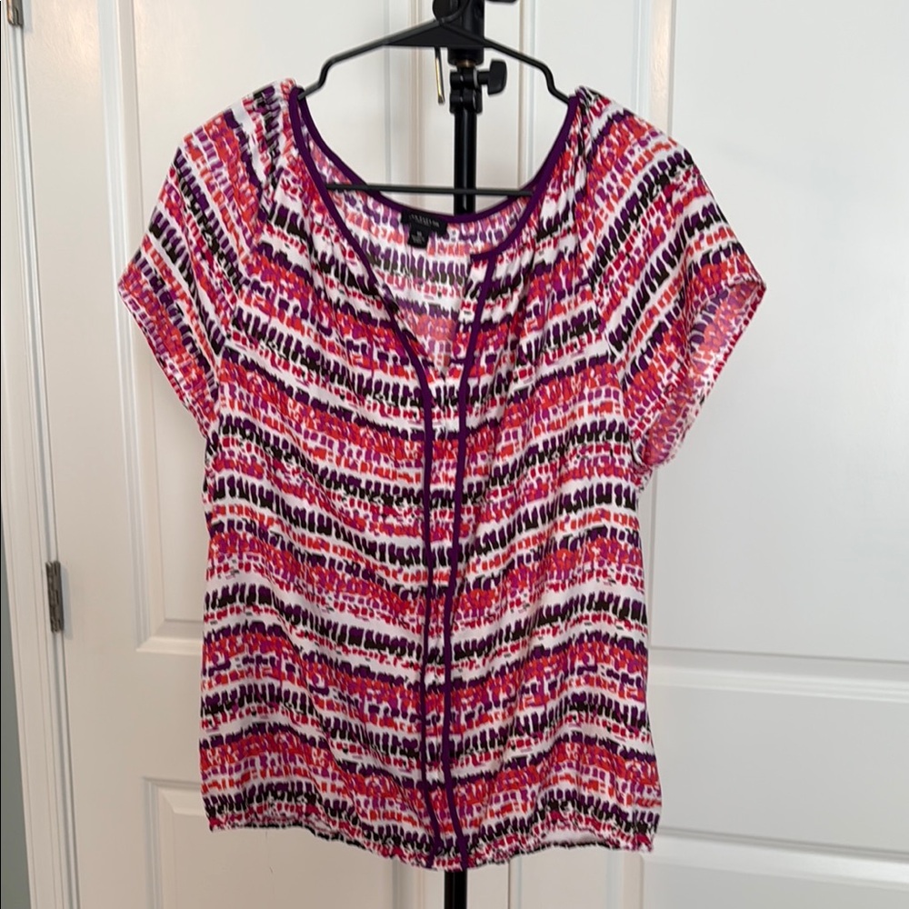 Ann Taylor Pink and White Boxy Blouse
